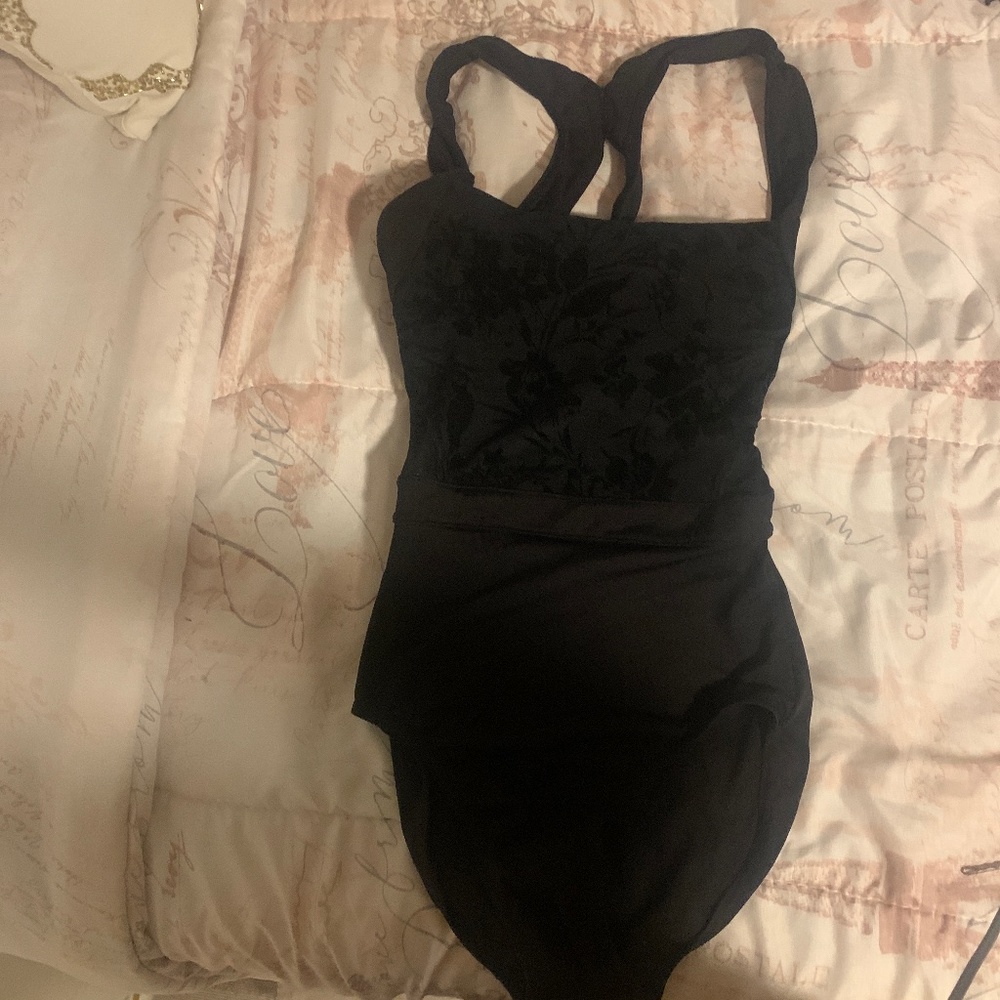 bloch leotard cute square neckline with flower designs